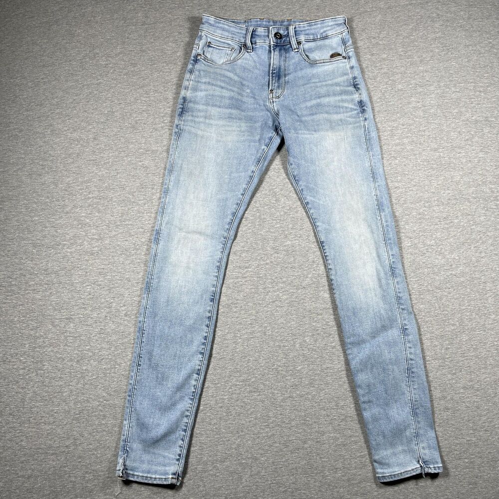 G-Star RAW Jeans Womens 27 Blue Skinny Light Wash Stretch Distressed Revend